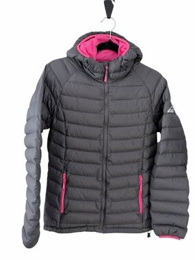 MCKINLEY Grey & Pink Hooded Puffer Jacket Lightweight Down Winter Coat xs